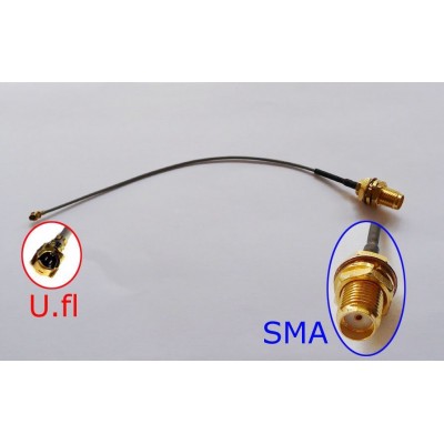 SMA Female Connector with RF1.13, 100mm Cable