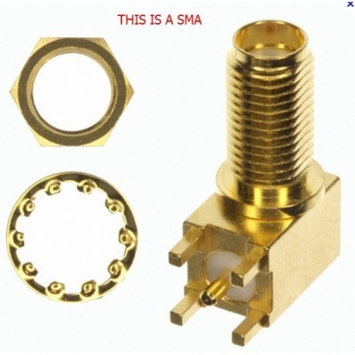 20mm Long R/a SMA Female Connector for PCB Welding with 20mm Long